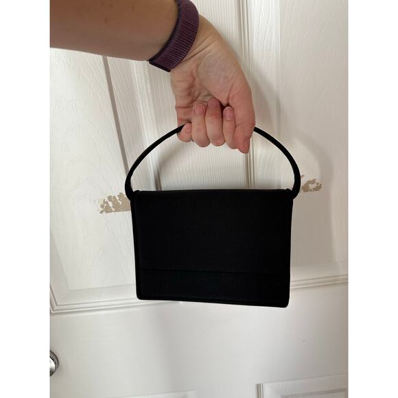 *SOLD* Vintage Stuart Weitzman Black Rare 90s Y2K Satin Evening Bag Formal - Picture 2 of 8